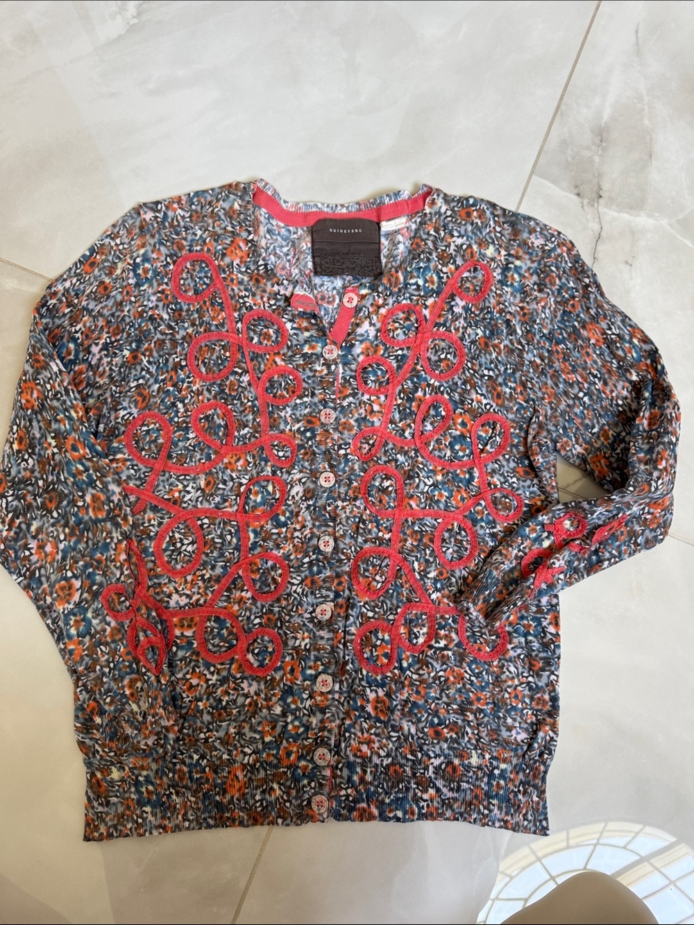 Pattern Crewneck Cardigan